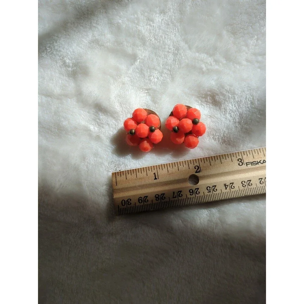Vintage Plastic Clip On Berry Earrings